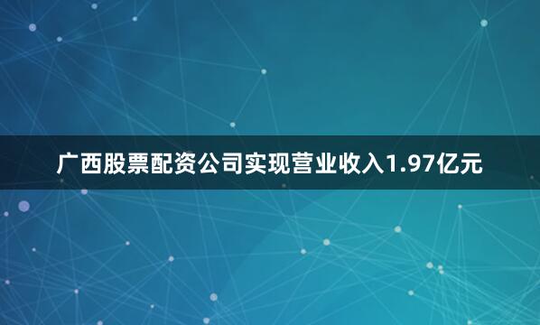 广西股票配资公司实现营业收入1.97亿元